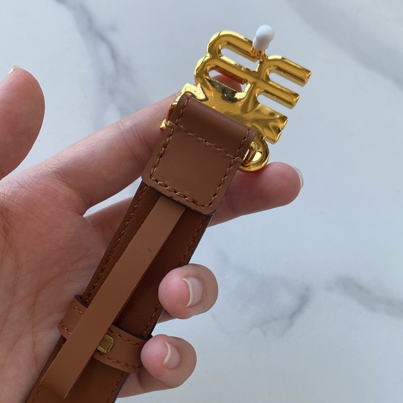 Miu Miu Womens Gold Logo Lettering Buckle Belt - Picture 3 of 7